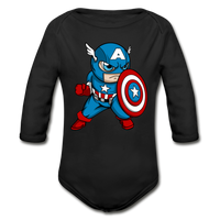 Character #48 Organic Long Sleeve Baby Bodysuit - black