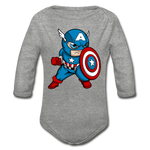 Character #48 Organic Long Sleeve Baby Bodysuit - heather gray