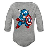 Character #48 Organic Long Sleeve Baby Bodysuit - heather gray