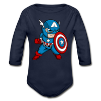 Character #48 Organic Long Sleeve Baby Bodysuit - dark navy