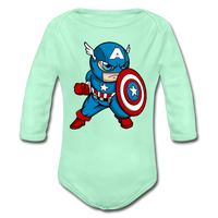 Character #48 Organic Long Sleeve Baby Bodysuit - light mint