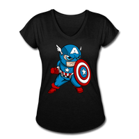 Character #48 Women's Tri-Blend V-Neck T-Shirt - black