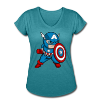 Character #48 Women's Tri-Blend V-Neck T-Shirt - heather turquoise