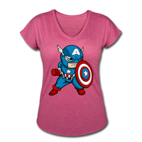 Character #48 Women's Tri-Blend V-Neck T-Shirt - heather raspberry
