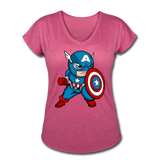 Character #48 Women's Tri-Blend V-Neck T-Shirt - heather raspberry