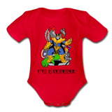 Character #50 Organic Short Sleeve Baby Bodysuit - red