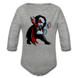 Character #49 Organic Long Sleeve Baby Bodysuit - heather gray