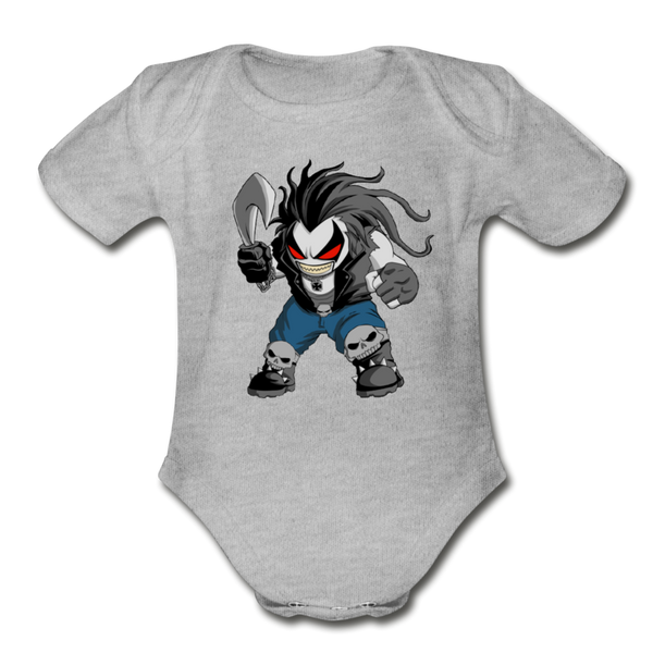 Character #51 Organic Short Sleeve Baby Bodysuit - heather gray