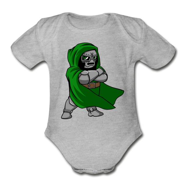 Character #53 Organic Short Sleeve Baby Bodysuit - heather gray