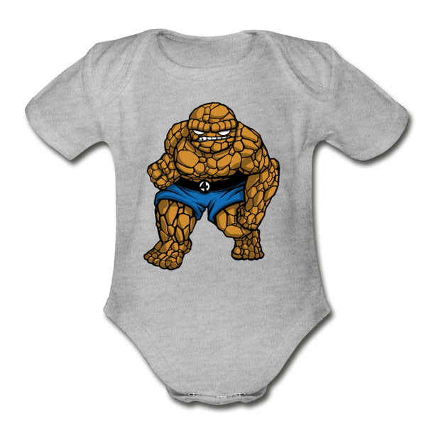 Character #54 Organic Short Sleeve Baby Bodysuit - heather gray