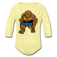Character #54 Organic Long Sleeve Baby Bodysuit - washed yellow