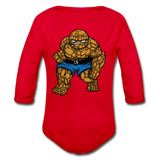 Character #54 Organic Long Sleeve Baby Bodysuit - red