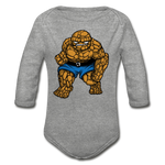Character #54 Organic Long Sleeve Baby Bodysuit - heather gray