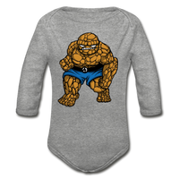 Character #54 Organic Long Sleeve Baby Bodysuit - heather gray