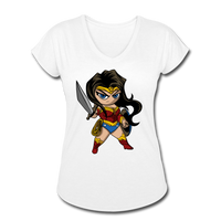 Character #55 Women's Tri-Blend V-Neck T-Shirt - white