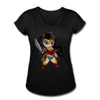 Character #55 Women's Tri-Blend V-Neck T-Shirt - black