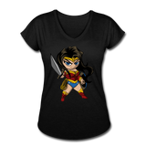 Character #55 Women's Tri-Blend V-Neck T-Shirt - black