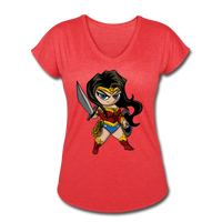 Character #55 Women's Tri-Blend V-Neck T-Shirt - heather red