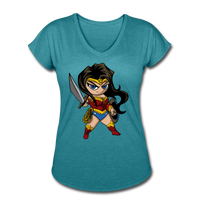 Character #55 Women's Tri-Blend V-Neck T-Shirt - heather turquoise