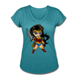 Character #55 Women's Tri-Blend V-Neck T-Shirt - heather turquoise