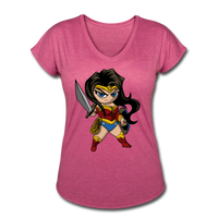 Character #55 Women's Tri-Blend V-Neck T-Shirt - heather raspberry