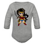 Character #55 Organic Long Sleeve Baby Bodysuit - heather gray