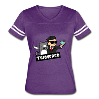 Triggered Diamond Hands Women’s Vintage Sport T-Shirt - vintage purple/white