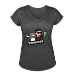 Triggered Diamond Hands Women's Tri-Blend V-Neck T-Shirt - deep heather