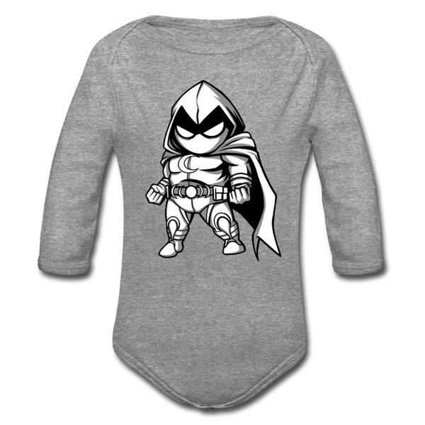 Character #56 Organic Long Sleeve Baby Bodysuit - heather gray