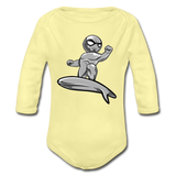 Character #57 Organic Long Sleeve Baby Bodysuit - washed yellow