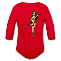 Character #59 Organic Long Sleeve Baby Bodysuit - red