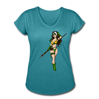 Character #59 Women's Tri-Blend V-Neck T-Shirt - heather turquoise