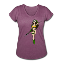 Character #59 Women's Tri-Blend V-Neck T-Shirt - heather plum