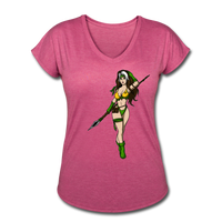 Character #59 Women's Tri-Blend V-Neck T-Shirt - heather raspberry