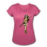 Character #59 Women's Tri-Blend V-Neck T-Shirt - heather raspberry