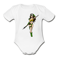 Character #59 Organic Short Sleeve Baby Bodysuit - white