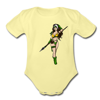 Character #59 Organic Short Sleeve Baby Bodysuit - washed yellow