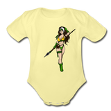 Character #59 Organic Short Sleeve Baby Bodysuit - washed yellow