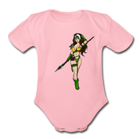 Character #59 Organic Short Sleeve Baby Bodysuit - light pink