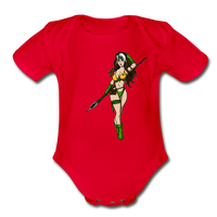 Character #59 Organic Short Sleeve Baby Bodysuit - red