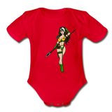 Character #59 Organic Short Sleeve Baby Bodysuit - red