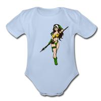 Character #59 Organic Short Sleeve Baby Bodysuit - sky