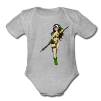 Character #59 Organic Short Sleeve Baby Bodysuit - heather gray