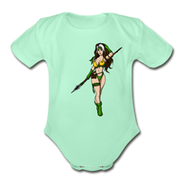 Character #59 Organic Short Sleeve Baby Bodysuit - light mint
