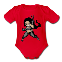Character #60 Organic Short Sleeve Baby Bodysuit - red