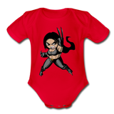 Character #60 Organic Short Sleeve Baby Bodysuit - red