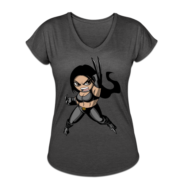 Character #60 Women's Tri-Blend V-Neck T-Shirt - deep heather