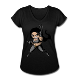 Character #60 Women's Tri-Blend V-Neck T-Shirt - black