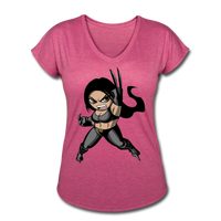 Character #60 Women's Tri-Blend V-Neck T-Shirt - heather raspberry