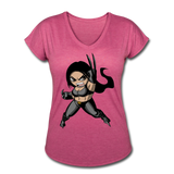 Character #60 Women's Tri-Blend V-Neck T-Shirt - heather raspberry
